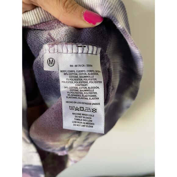 Anthropologie t.la Sleeveless Ruffle Tie Dye Sweatshirt Purple Size XS NEW - Picture 7 of 9